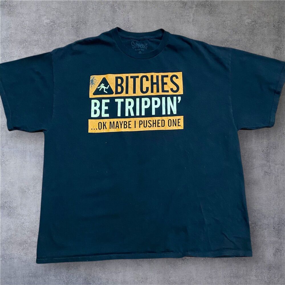 Spencer's Casual Fit Big & Tall B***hes Be Trippin' Comedy T-Shirt Black 2XL
